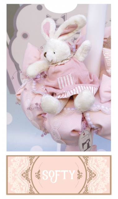Lumanare de botez pentru fetite iepuras, 65x4cm,  Honey Bunny 6